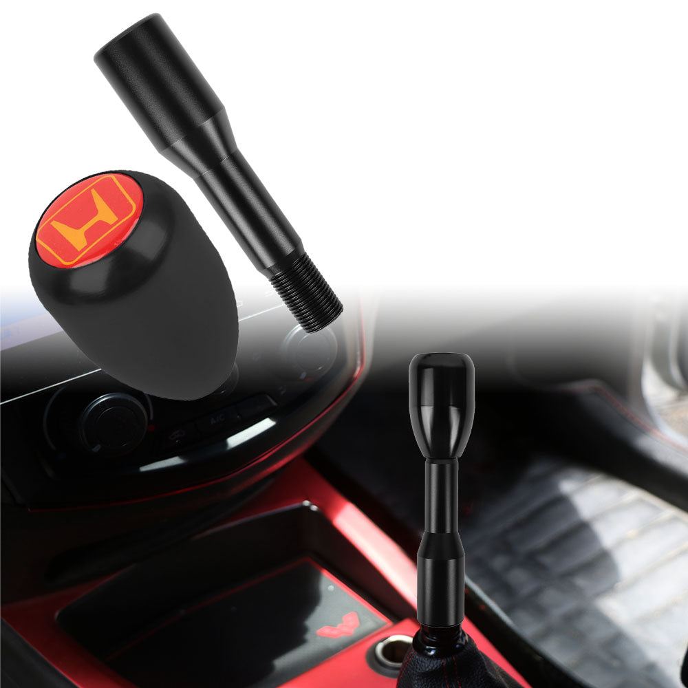 Brand New Universal Red Honda Sticker Aluminum Manual Gear Stick Black Shift Knob M8 M10 M12 & Black Shifter Extender Extension