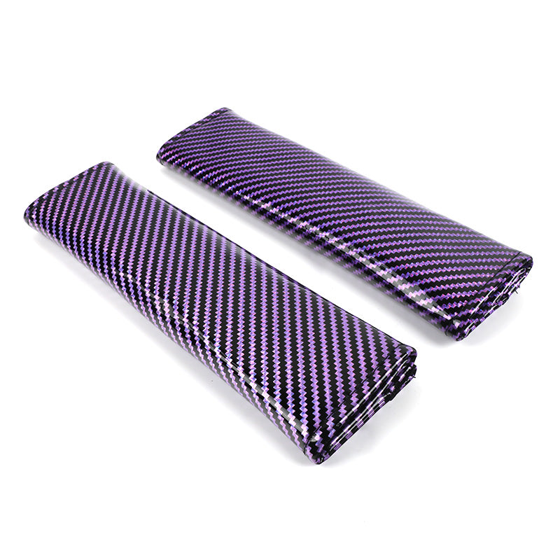 Brand New Universal 2PCS Purple Carbon Fiber Look Car Seat Belt Covers Shoulder Pad