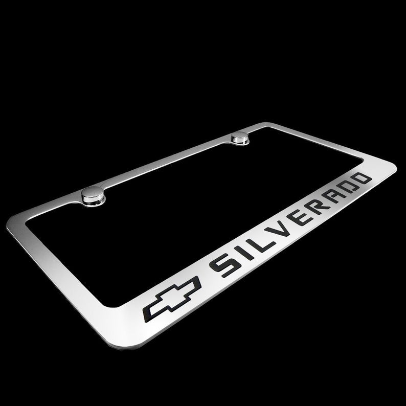 Brand New 2PCS Chevrolet Silverado Chrome Plated Brass License Plate Frame Officially Licensed