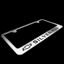 Load image into Gallery viewer, Brand New 2PCS Chevrolet Silverado Chrome Plated Brass License Plate Frame Officially Licensed