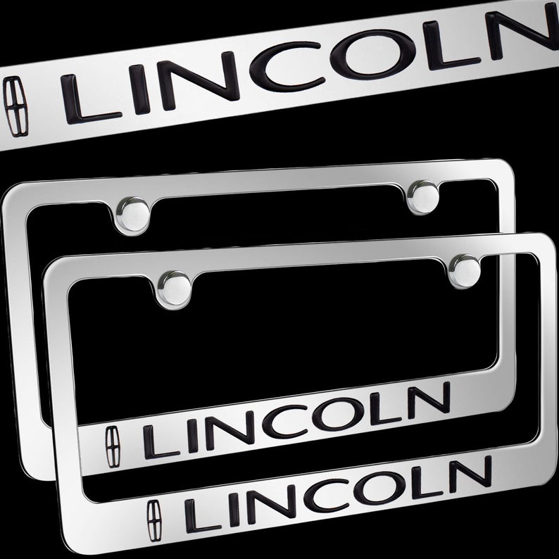 Brand New 2PCS LINCOLN Chrome Plated Brass License Plate Frame Officially Licensed