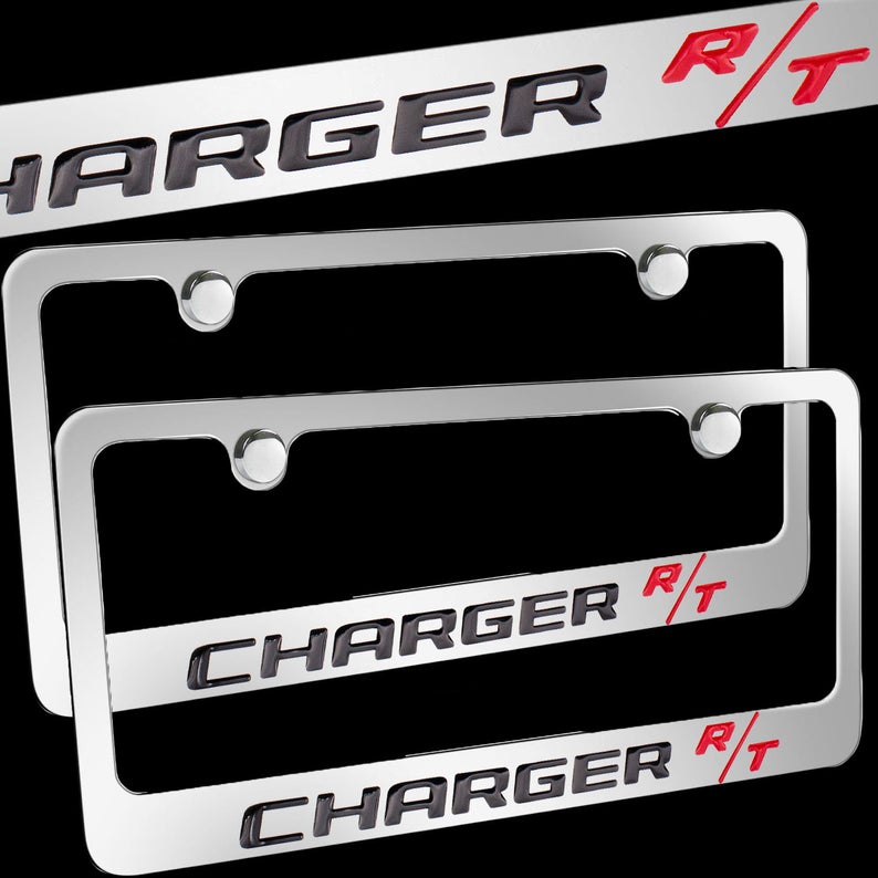 Brand New 2PCS Charger R/T Chrome Plated Brass License Plate Frame Officially Licensed