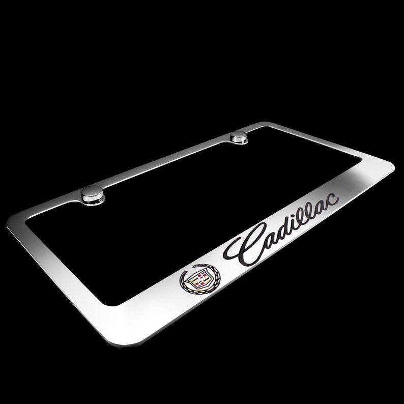 Brand New 2PCS Cadillac Chrome Plated Brass License Plate Frame Officially Licensed