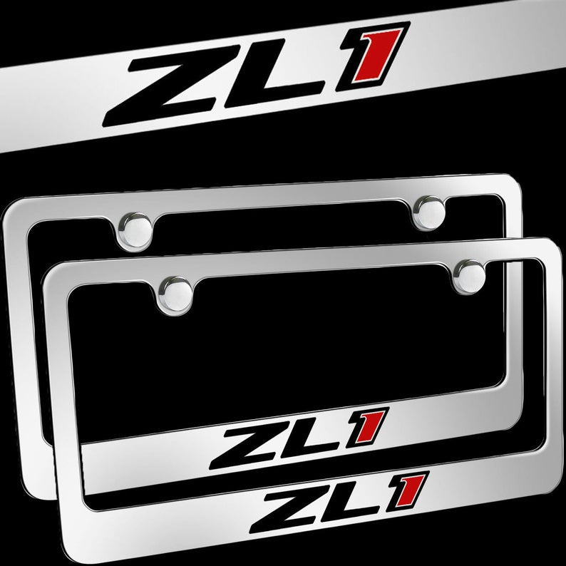 Brand New 2PCS ZL1 Chrome Plated Brass License Plate Frame Officially Licensed