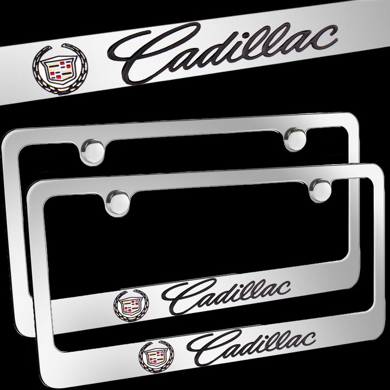 Brand New 2PCS Cadillac Chrome Plated Brass License Plate Frame Officially Licensed