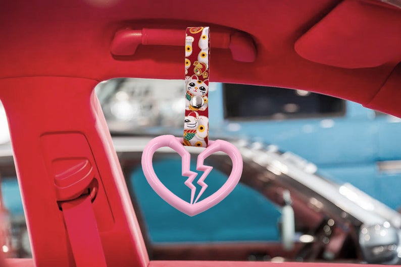 Brand New Broken Heart Pink JDM TSURIKAWA Ring Subway Train Bus Handle Strap Charm Drift