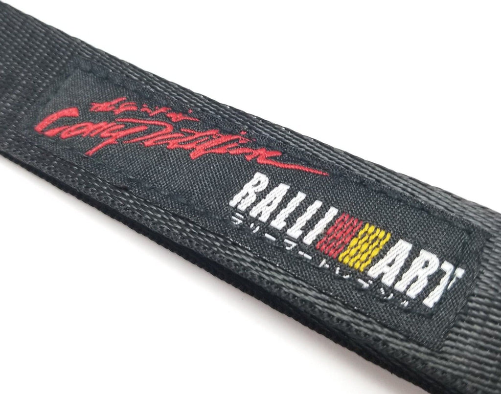 BRAND New JDM RALLIART Black Racing Keychain Metal key Ring Hook Strap Lanyard Universal