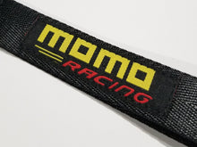 Load image into Gallery viewer, BRAND New JDM Momo Black Racing Keychain Metal key Ring Hook Strap Lanyard Universal