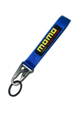 Load image into Gallery viewer, BRAND New JDM MOMO Blue Racing Keychain Metal key Ring Hook Strap Lanyard Universal