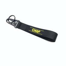 Load image into Gallery viewer, BRAND New JDM OMP Black Racing Keychain Metal key Ring Hook Strap Lanyard Universal