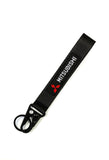 BRAND New JDM Mitsubishi Black Racing Keychain Metal key Ring Hook Strap Lanyard Universal