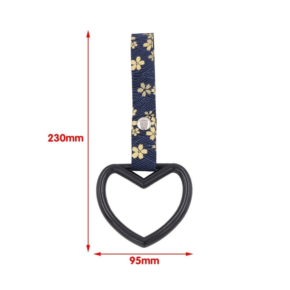 Brand New Heart Black JDM TSURIKAWA Ring Subway Train Bus Handle Strap Charm Drift