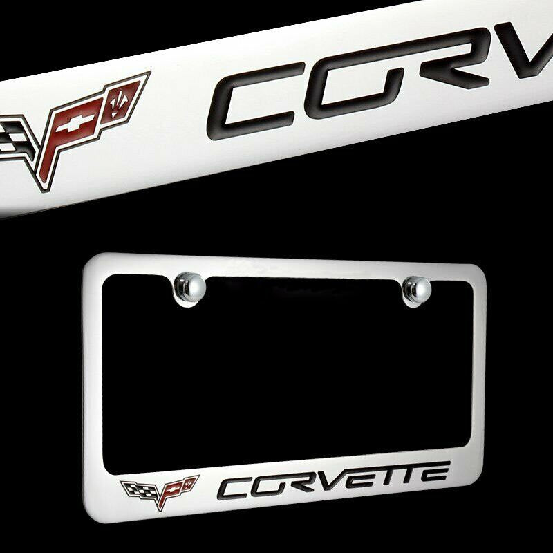 Brand New 1PCS Corvette Chrome Plated Brass License Plate Frame Officially Licensed