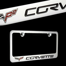 Load image into Gallery viewer, Brand New 1PCS Corvette Chrome Plated Brass License Plate Frame Officially Licensed