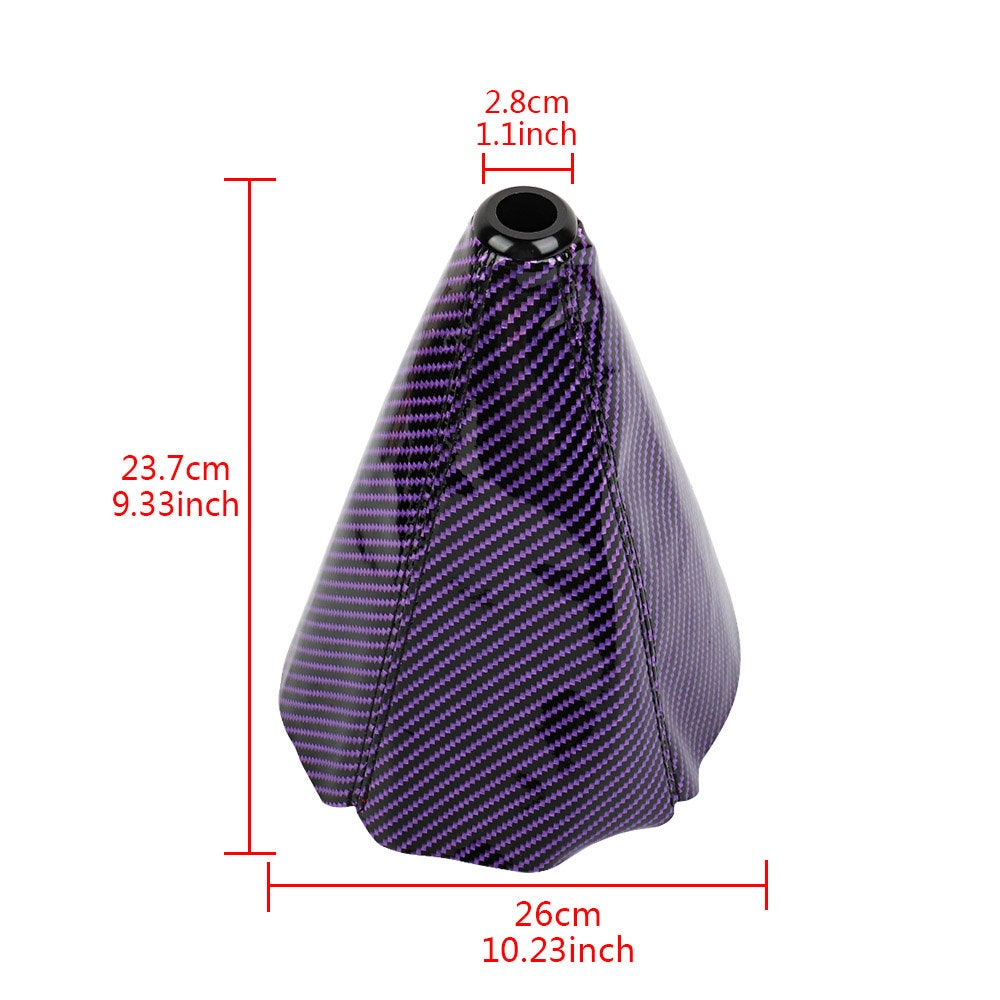 Brand New Universal Carbon Fiber Purple Leather PVC Style Black Stitch Leather Gear Manual Shifter Shift Knob Boot