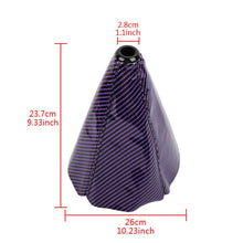 Load image into Gallery viewer, Brand New Universal Carbon Fiber Purple Leather PVC Style Black Stitch Leather Gear Manual Shifter Shift Knob Boot