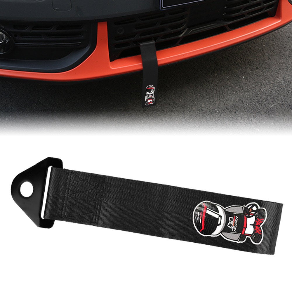 Brand New Mugen Racer High Strength Black Tow Towing Strap Hook For Front / REAR BUMPER JDM