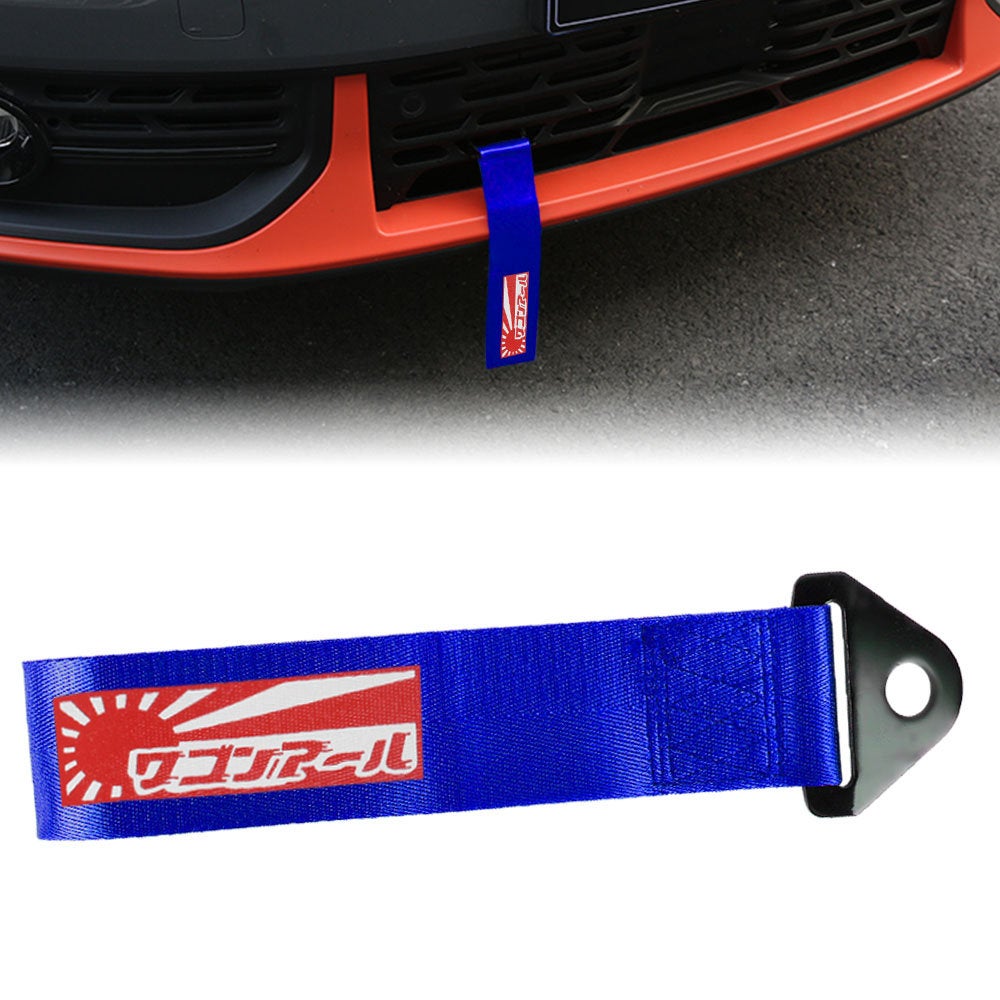 Brand New Jdm Raising Sun High Strength Blue Tow Towing Strap Hook For Front / REAR BUMPER JDM