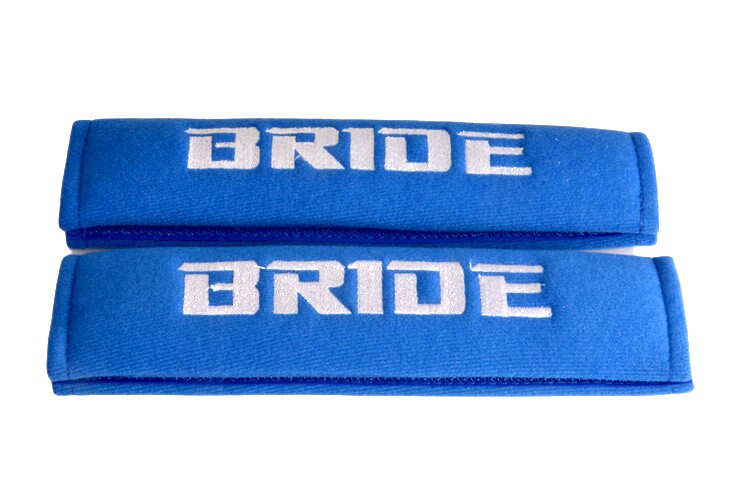 Brand New 2PCS JDM Blue Bride Racing Logo Embroidery Seat Belt Cover Shoulder Pads New