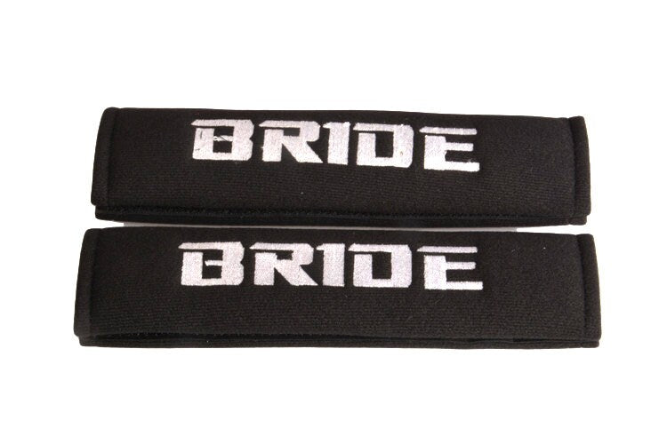 Brand New 2PCS JDM Black Bride Racing Logo Embroidery Seat Belt Cover Shoulder Pads New