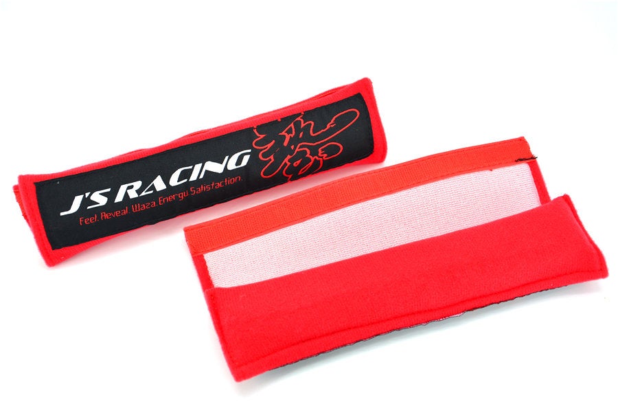 Brand New 2PCS JDM J'S RACING Red Racing Logo Embroidery Seat Belt Cover Shoulder Pads New