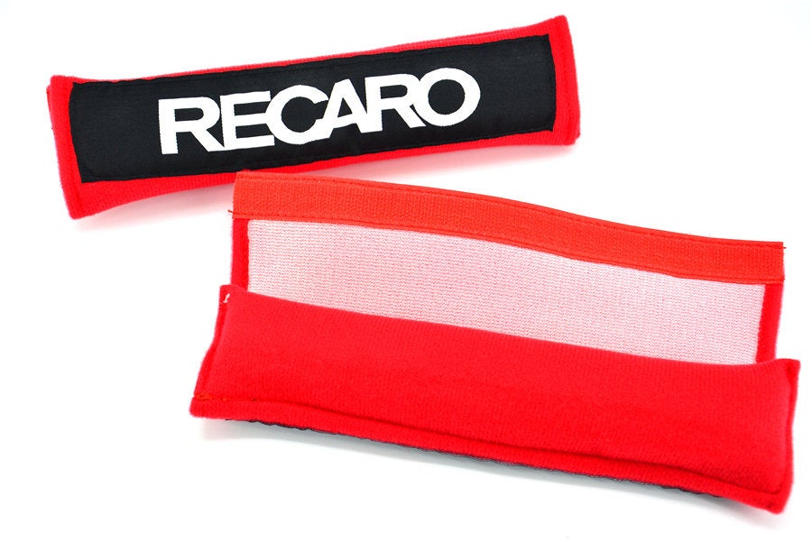 Brand New 2PCS JDM Recaro Red Racing Logo Embroidery Seat Belt Cover Shoulder Pads New