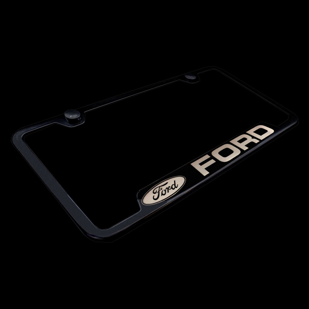 Brand New 2PCS FORD Black Stainless Steel License Plate Frame Officially Licensed