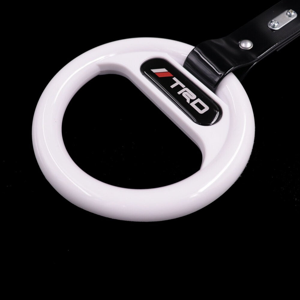 Brand New Universal TRD White Round Black Strap JDM TSURIKAWA Ring Subway Train Bus Handle Strap Charm Drift