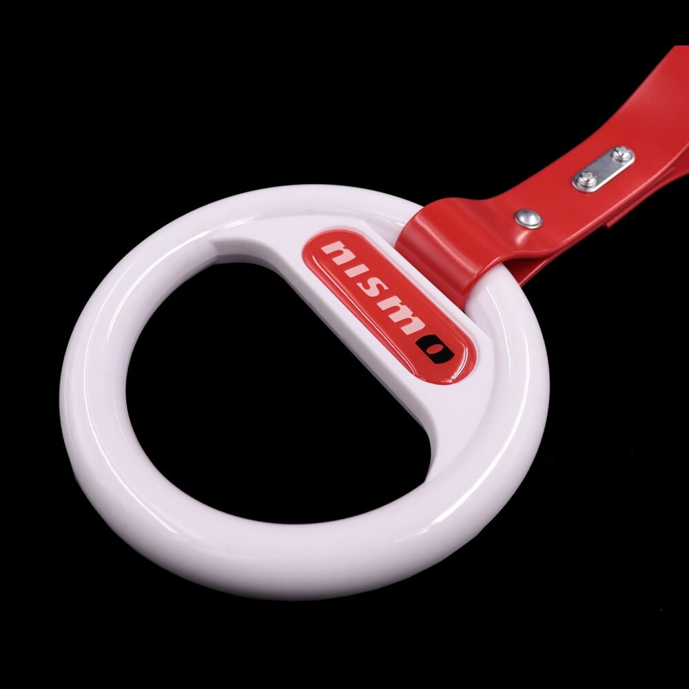 Brand New Universal Nismo White Round Red Strap JDM TSURIKAWA Ring Subway Train Bus Handle Strap Charm Drift