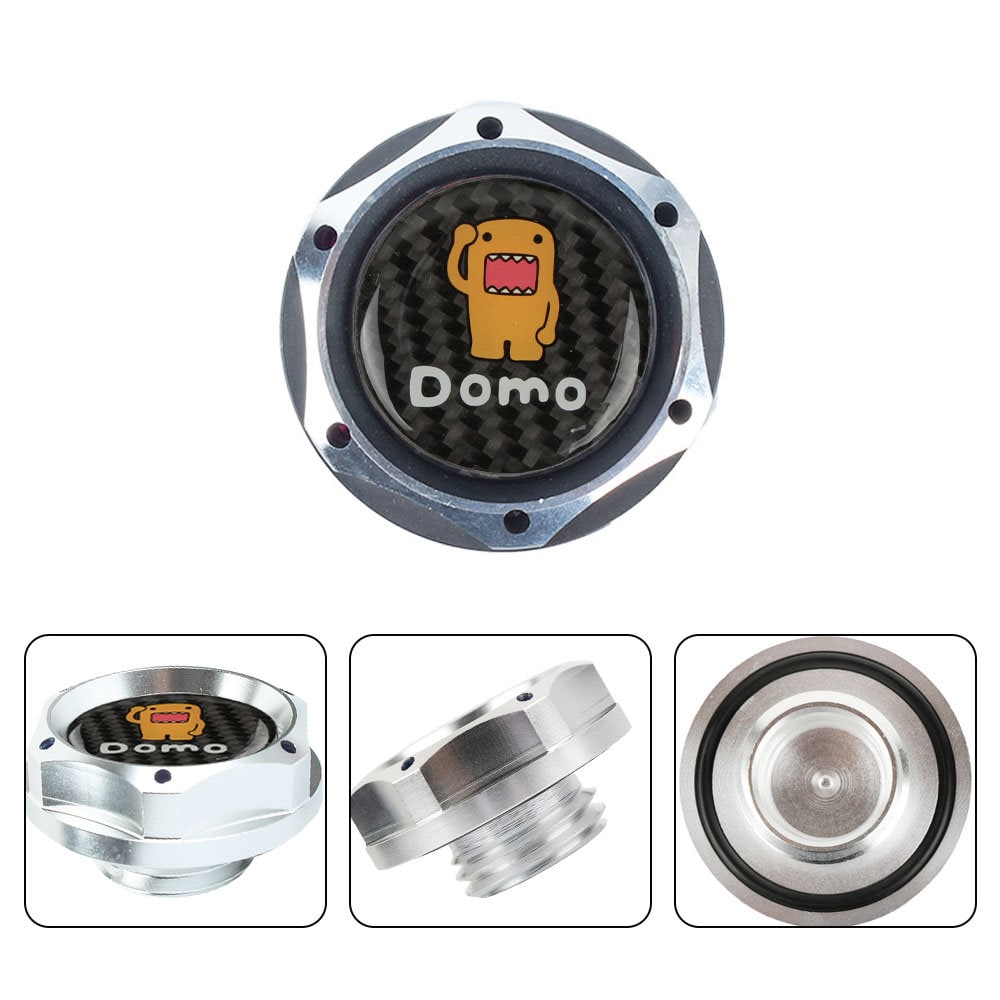 Brand New Jdm Gunmetal Engine Oil Cap With Real Carbon Fiber Domo Sticker Emblem For Honda / Acura