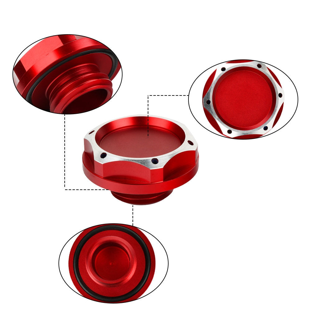 Brand New Jdm Red Engine Oil Cap With Real Carbon Fiber Mugen Racer Sticker Emblem For Honda / Acura