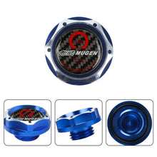 Load image into Gallery viewer, Brand New Jdm Blue Engine Oil Cap With Real Carbon Fiber Mugen Sticker Emblem For Honda / Acura