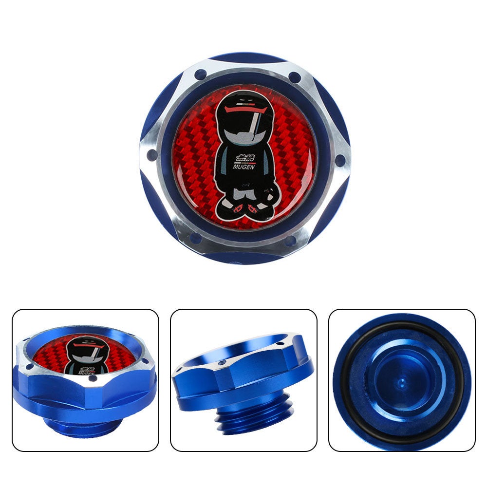 Brand New Jdm Blue Engine Oil Cap With Real Carbon Fiber Mugen Racer Sticker Emblem For Honda / Acura