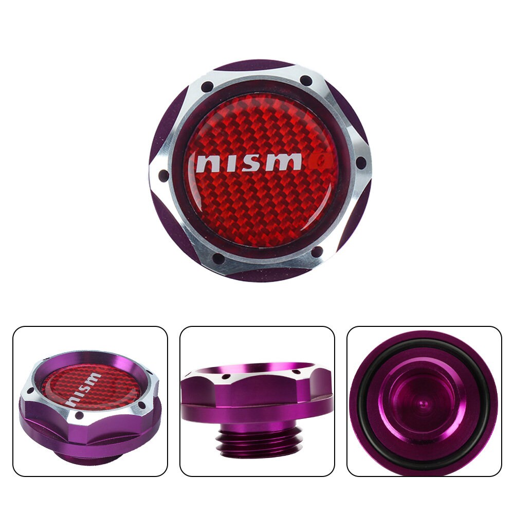 Brand New Jdm Purple Engine Oil Cap With Real Carbon Fiber Nismo Sticker Emblem For Nissan