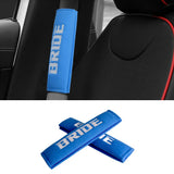 Brand New 2PCS JDM Blue Bride Racing Logo Embroidery Seat Belt Cover Shoulder Pads New