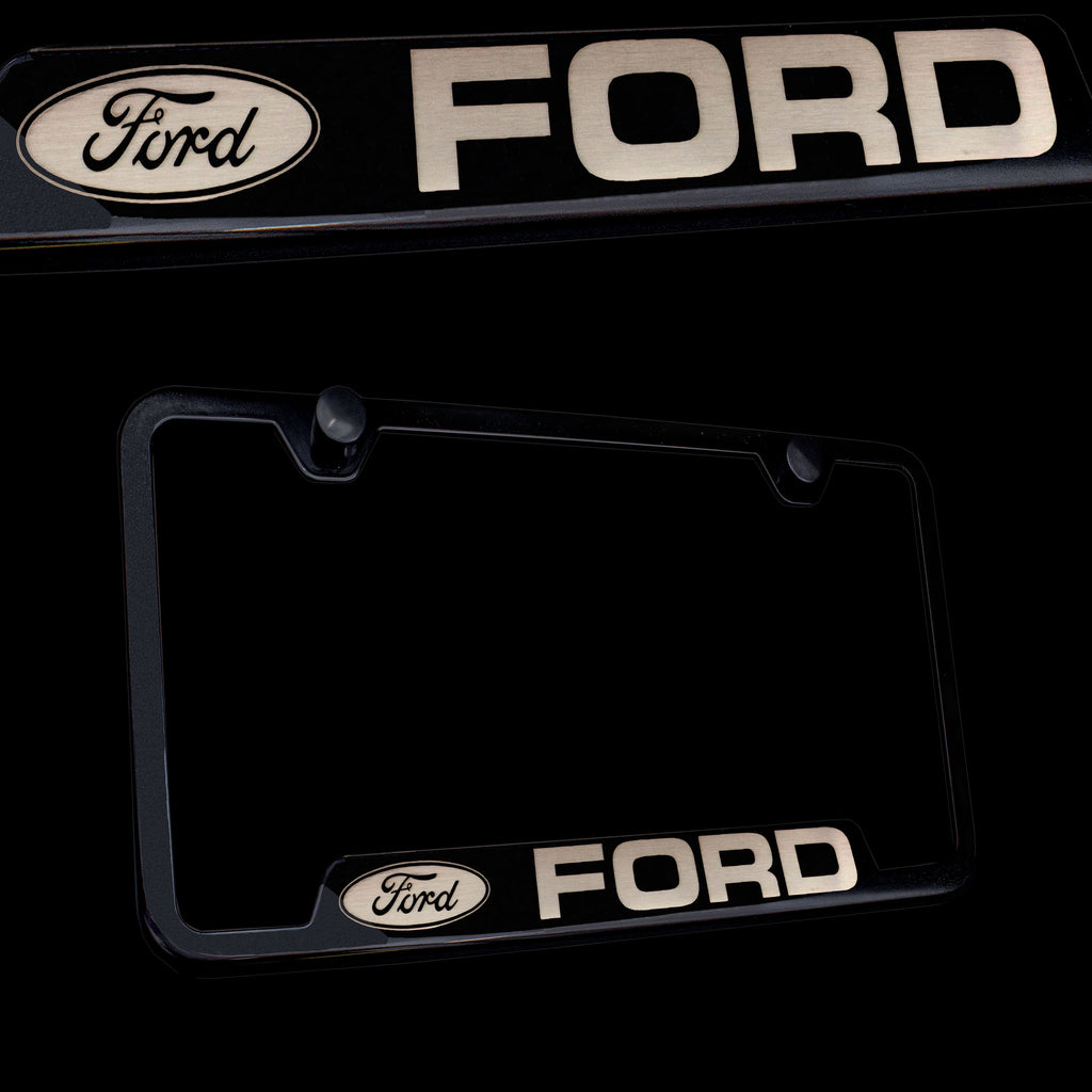 Brand New 1PCS FORD Black Stainless Steel License Plate Frame Officially Licensed