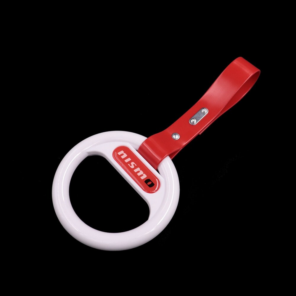 Brand New Universal Nismo White Round Red Strap JDM TSURIKAWA Ring Subway Train Bus Handle Strap Charm Drift