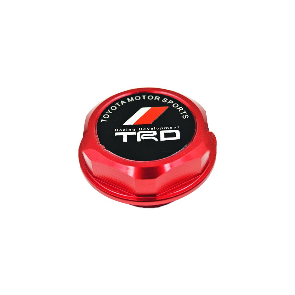 Brand New Jdm TRD Emblem Brushed Red Engine Oil Filler Cap Badge For Toyota