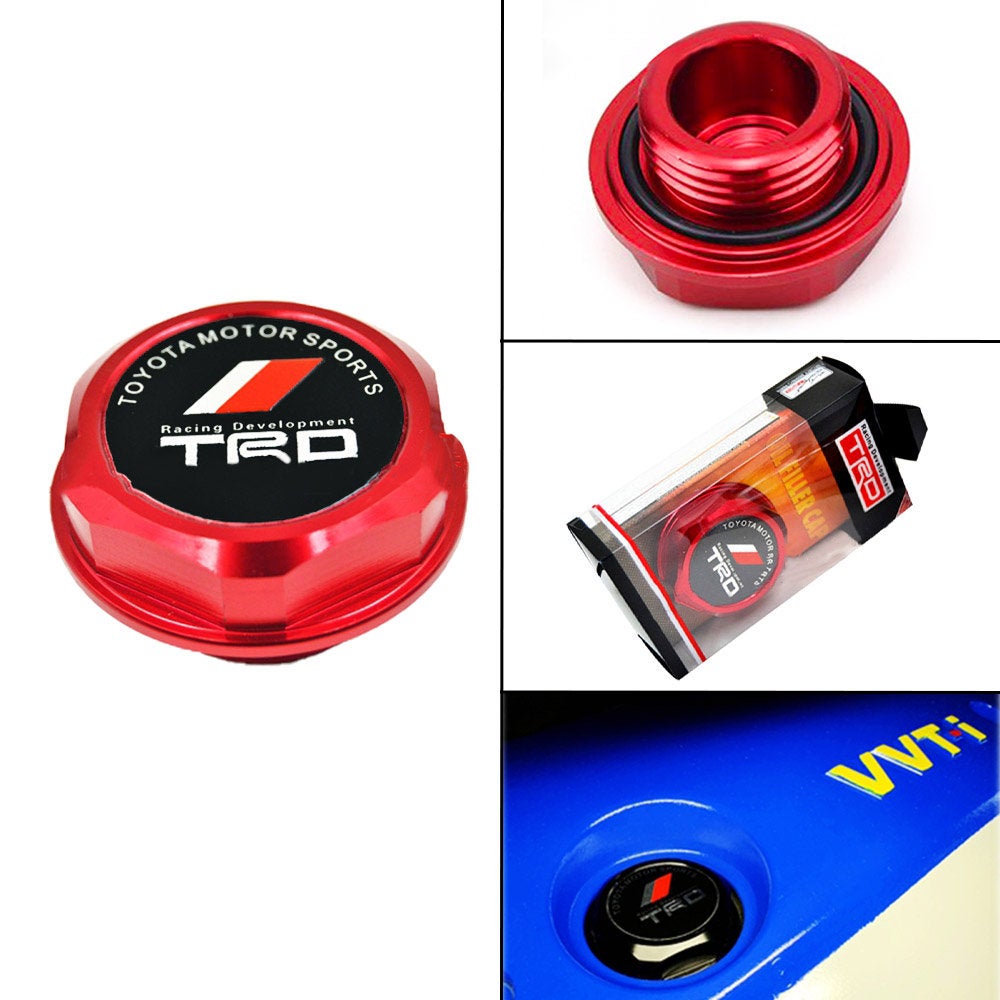 Brand New Jdm TRD Emblem Brushed Red Engine Oil Filler Cap Badge For Toyota