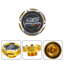 Load image into Gallery viewer, Brand New Jdm Gold Engine Oil Cap With Real Carbon Fiber Mugen Power Sticker Emblem For Honda / Acura