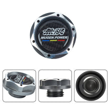 Load image into Gallery viewer, Brand New Jdm Gunmetal Engine Oil Cap With Real Carbon Fiber Mugen Power Sticker Emblem For Honda / Acura