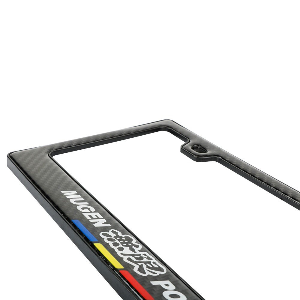 Brand New Universal 100% Real Carbon Fiber Mugen Power License Plate Frame - 1PCS