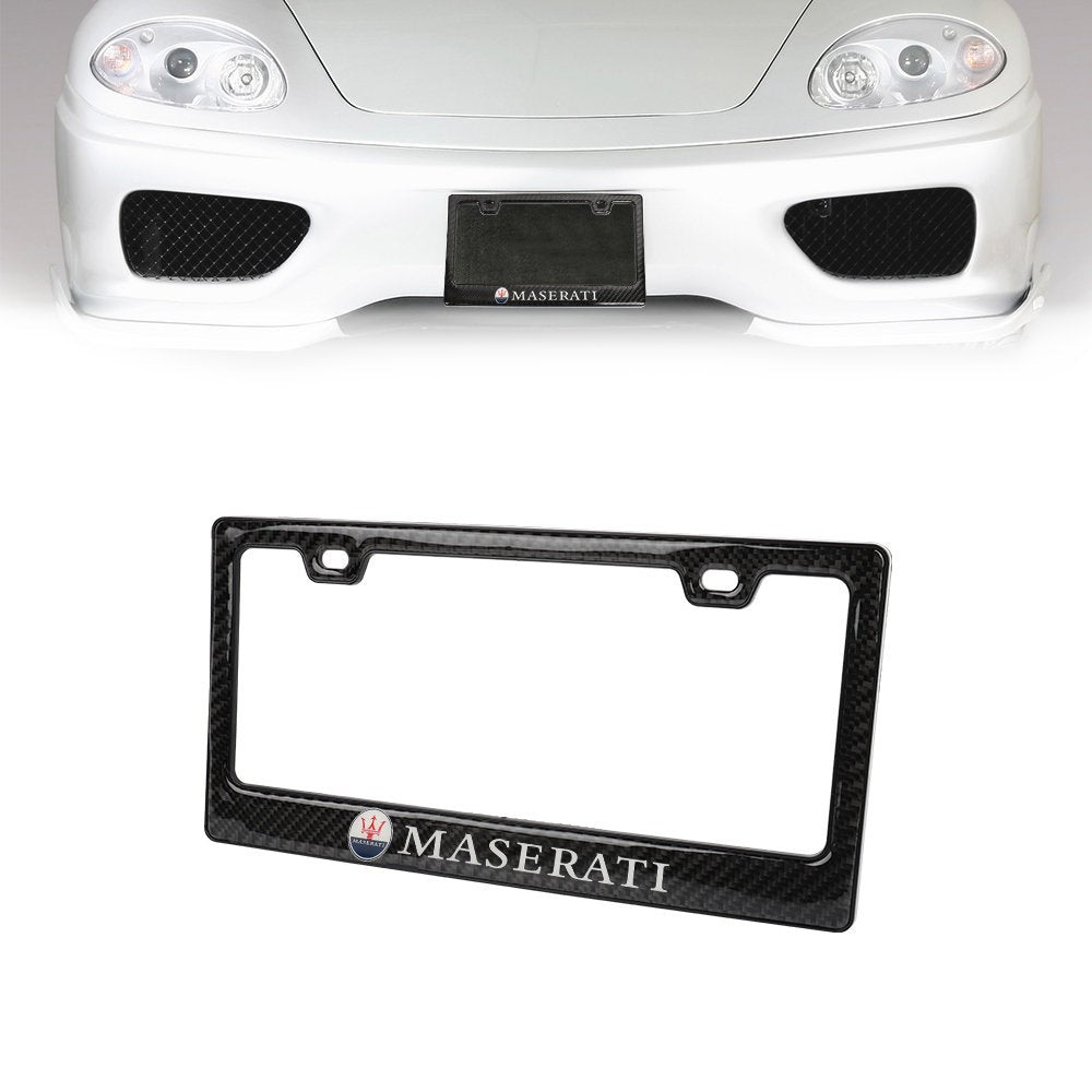 Brand New Universal 100% Real Carbon Fiber Maserati License Plate Frame - 1PCS