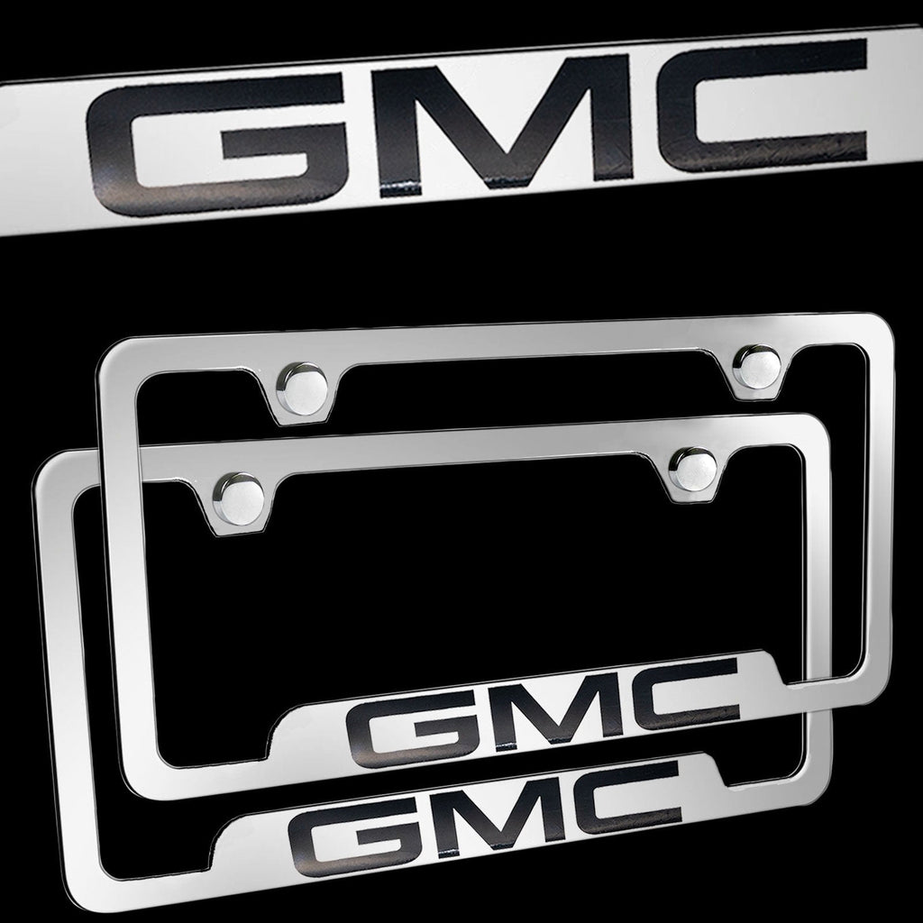 Brand New 2PCS GMC Chrome Stainless Steel License Plate Frame Officially Licensed