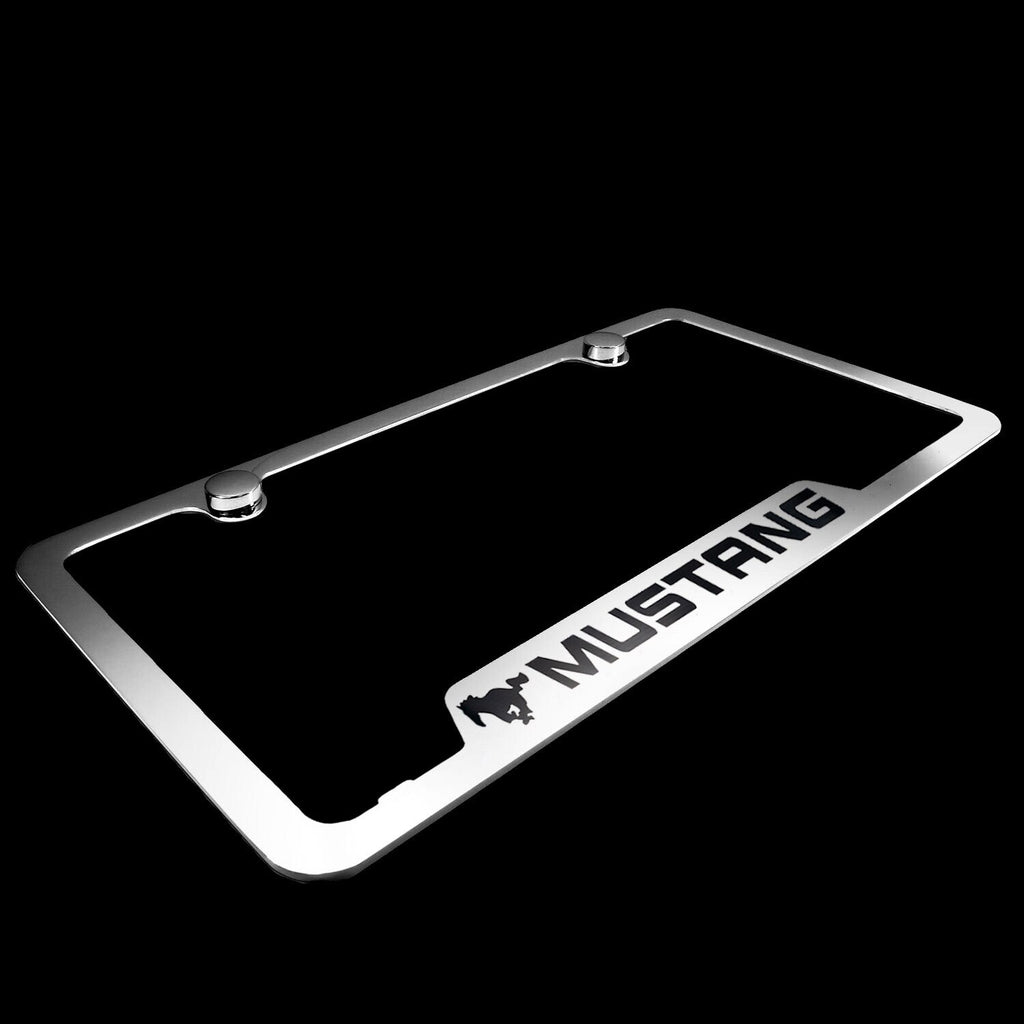 Brand New 1PCS Mustang Chrome Stainless Steel License Plate Frame Officially Licensed