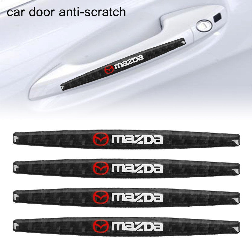 Brand New 4PCS Mazda Real Carbon Fiber Anti Scratch Badge Car Door Handle Cover Trim