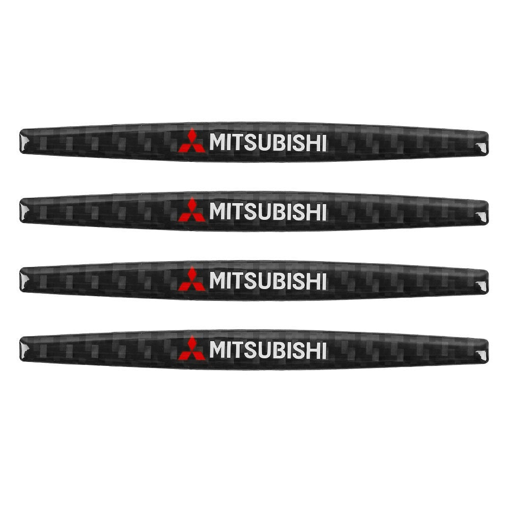 Brand New 4PCS Mitsubishi Real Carbon Fiber Anti Scratch Badge Car Door Handle Cover Trim