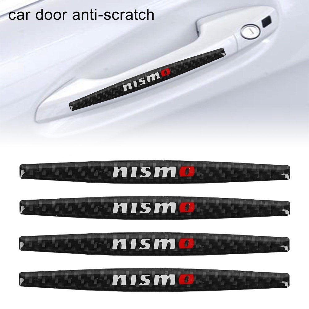 Brand New 4PCS Nismo Real Carbon Fiber Anti Scratch Badge Car Door Handle Cover Trim