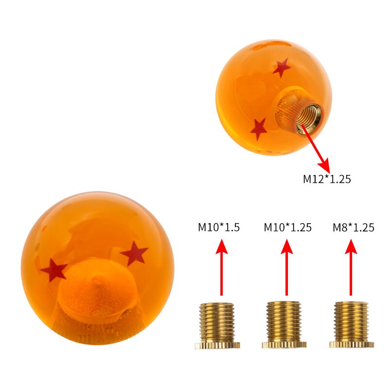 Brand New 2 Star Orange Dragon ball Z Custom 54mm Shift Knob M8x1.25 M10x1.5 M10x1.25 M12x1.25