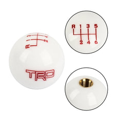 Load image into Gallery viewer, Brand New Universal JDM TRD 6 SPEED White Round Ball Gear Shift Knob Lever + Blue Adapter For Non Threaded Shifters M12x1.25